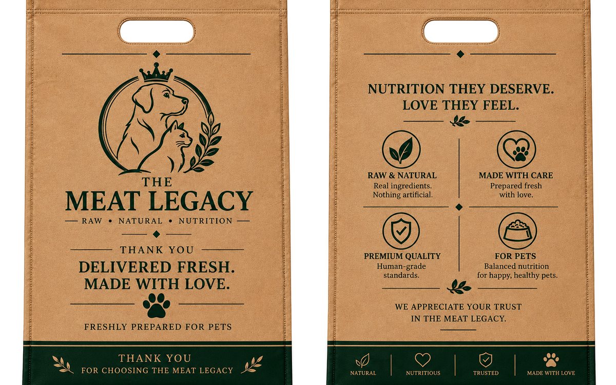 Premium The Meat Legacy branded customer packaging