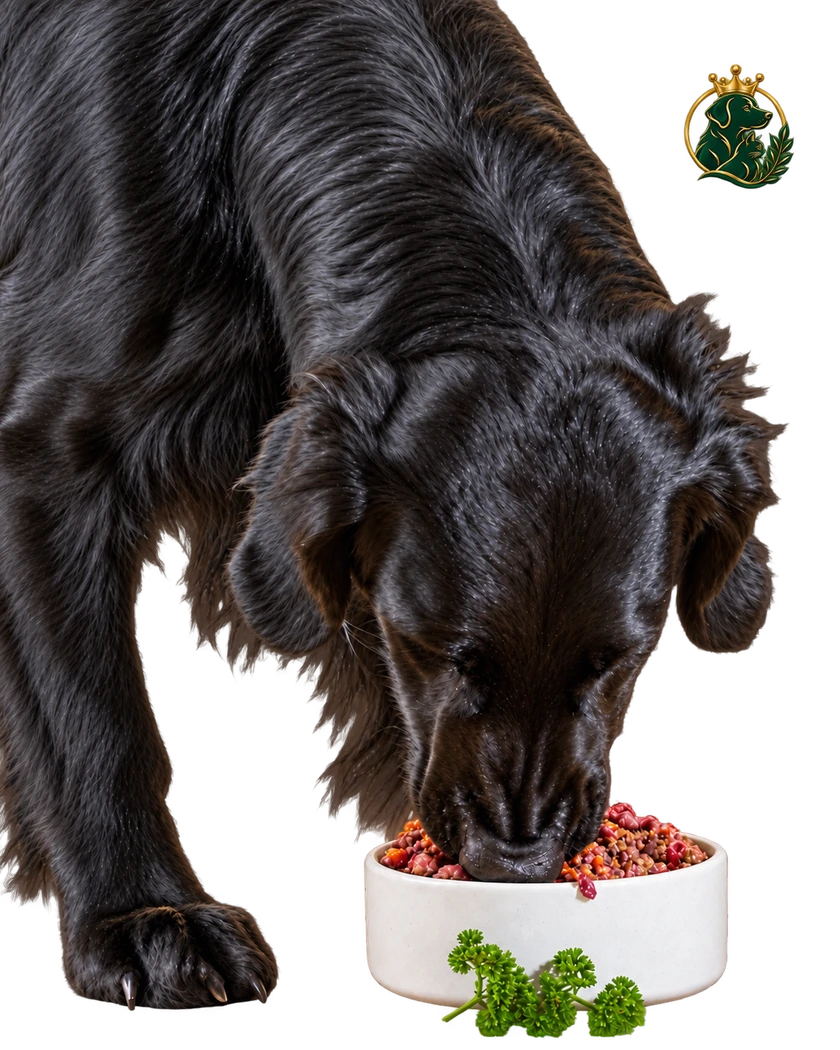 Dog eating a fresh meal from a bowl, illustrating dog nutrition and feeding.